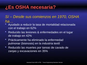 Slide 4: ¿Es OSHA necesaria?