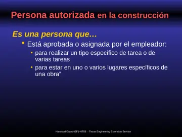 Slide 13: Persona autorizada en la construcción