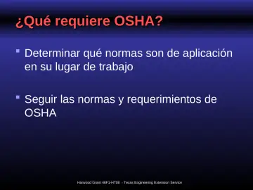 Slide 17: ¿Qué requiere OSHA?