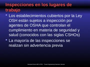 Slide 18: Inspecciones en los lugares de trabajo