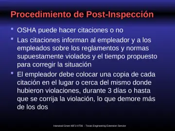 Slide 25: Procedimiento de Post-Inspección