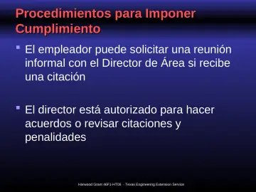 Slide 28: Procedimientos para Imponer Cumplimiento
