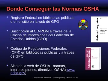 Slide 39: Donde Conseguir las Normas OSHA