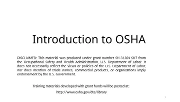 Slide 1: Introduction to OSHA