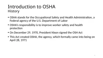 Slide 4: Introduction to OSHA