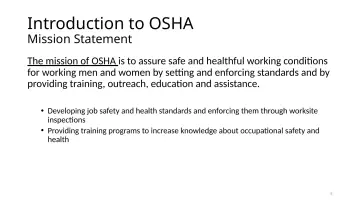 Slide 5: Introduction to OSHA