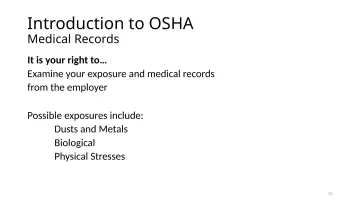 Slide 15: Introduction to OSHA