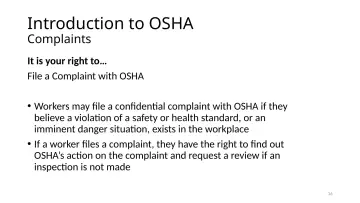 Slide 16: Introduction to OSHA