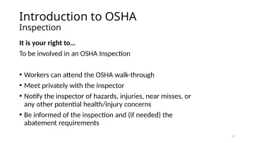 Slide 17: Introduction to OSHA