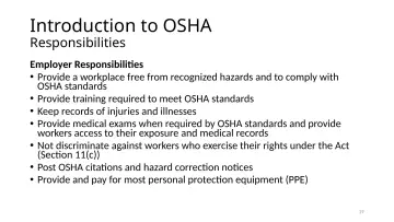 Slide 19: Introduction to OSHA