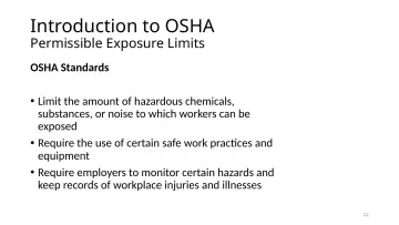 Slide 22: Introduction to OSHA