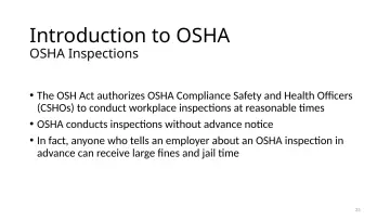 Slide 23: Introduction to OSHA