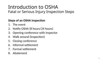 Slide 24: Introduction to OSHA