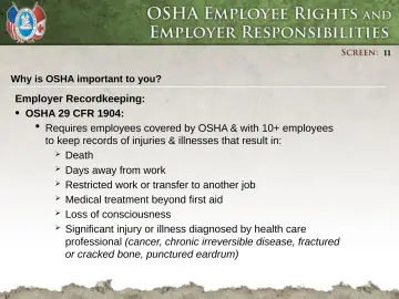 Slide 11: OSHA 29 CFR 1904: