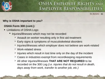 Slide 15: Limitations of OSHA Logs: