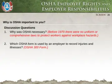 Slide 21: Why is OSHA important to you?