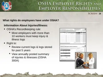 Slide 28: OSHA’s Recordkeeping rule: