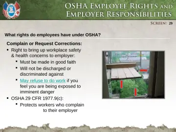 Slide 29: What rights do employees have under OSHA?