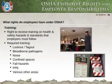 Slide 30: What rights do employees have under OSHA?
