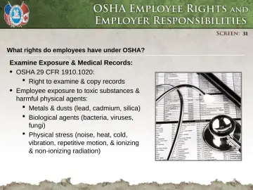 Slide 31: What rights do employees have under OSHA?