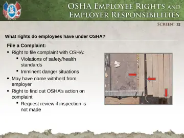 Slide 32: What rights do employees have under OSHA?