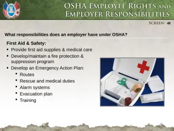 Slide 48: What responsibilities does an employer have under OSHA?