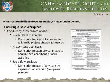 Slide 51: Conducting a job hazard analysis: