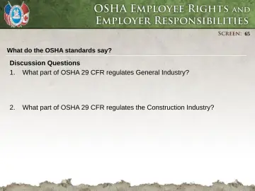 Slide 65: What do the OSHA standards say?
