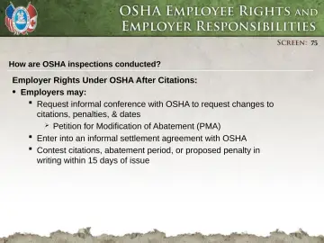 Slide 75: How are OSHA inspections conducted?