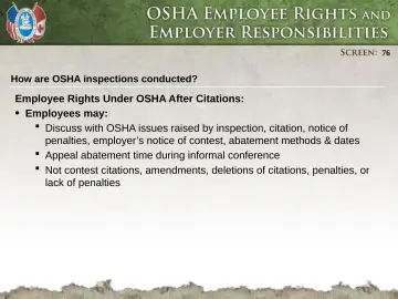 Slide 76: How are OSHA inspections conducted?
