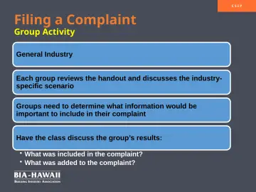 Slide 22: Filing a Complaint