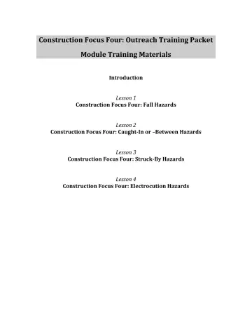 Page 3: Construction Focus Four: Outreach Training Packet Module Training Materials