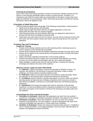 Page 9: Construction Focus Four Module Introduction