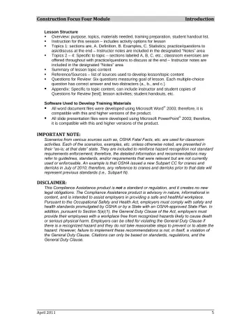 Page 11: Construction Focus Four Module Introduction