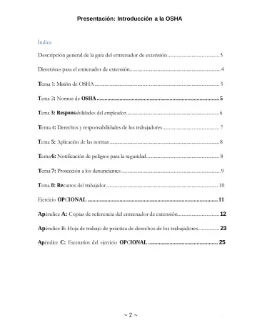 Page 2: Presentación: Introducción a la OSHA