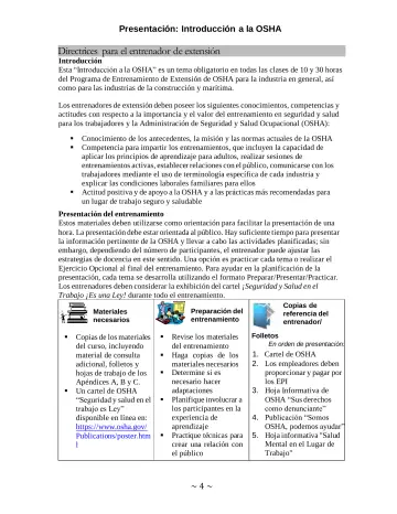 Page 4: Directrices para el entrenador de extensión