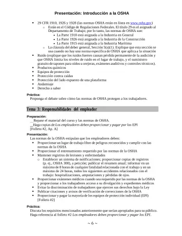 Page 6: Tema 3: Responsabilidades del empleador