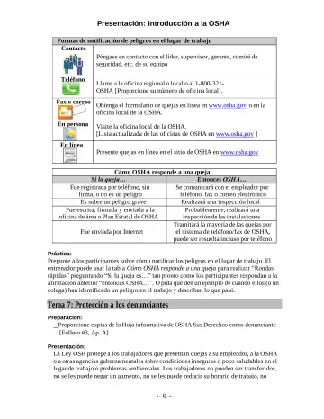 Page 9: Presentación: Introducción a la OSHA