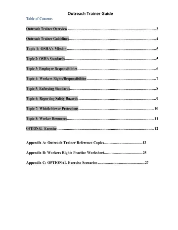 Page 2: Table of Contents
