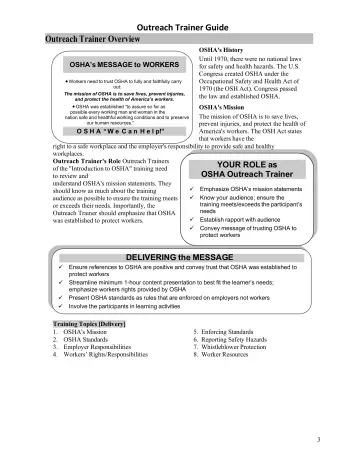 Page 3: Outreach Trainer Guide Outreach Trainer Overview