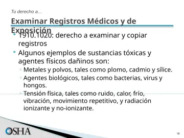 Slide 18: Examinar Registros Médicos y de Exposición