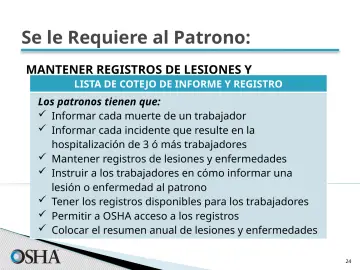 Slide 24: Se le Requiere al Patrono: