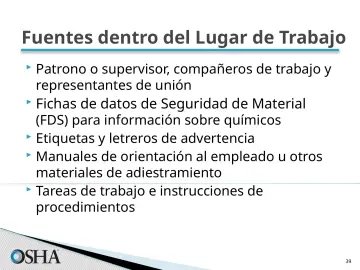 Slide 39: Fuentes dentro del Lugar de Trabajo