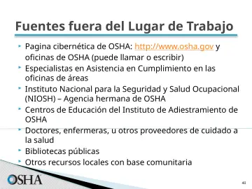 Slide 40: Fuentes fuera del Lugar de Trabajo