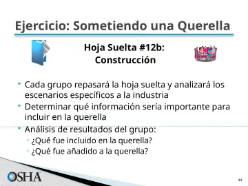 Slide 44: Ejercicio: Sometiendo una Querella