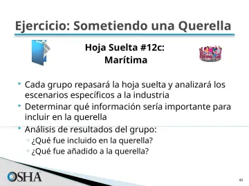 Slide 45: Ejercicio: Sometiendo una Querella