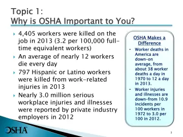 Slide 3: Topic 1: Why is OSHA Important to You?