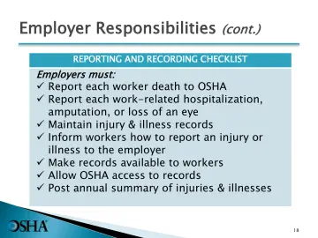 Slide 18: Employer Responsibilities (cont.)