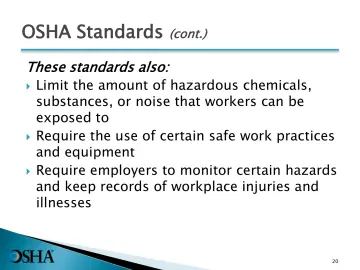 Slide 20: OSHA Standards (cont.)