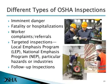 Slide 23: Different Types of OSHA Inspections